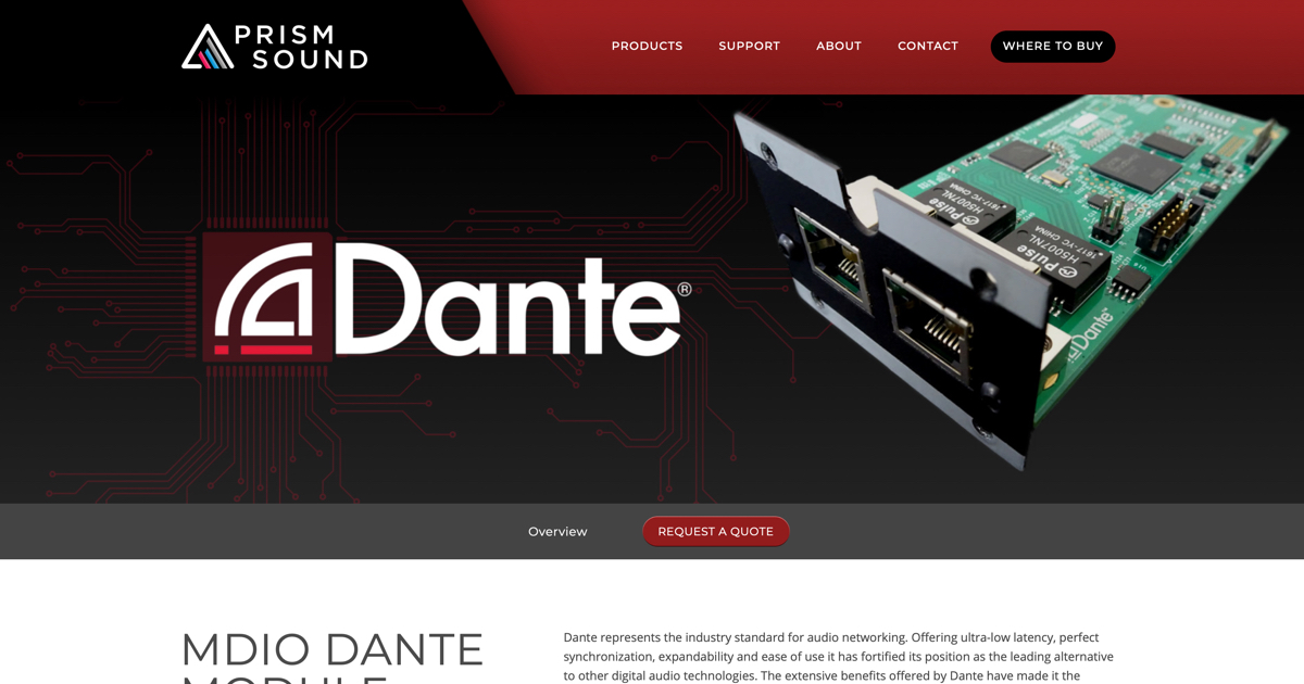 MDIO DANTE Module - Prism Sound